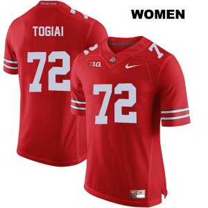 Women's NCAA Ohio State Buckeyes Tommy Togiai #72 College Stitched Authentic Nike Red Football Jersey EO20E76WD
